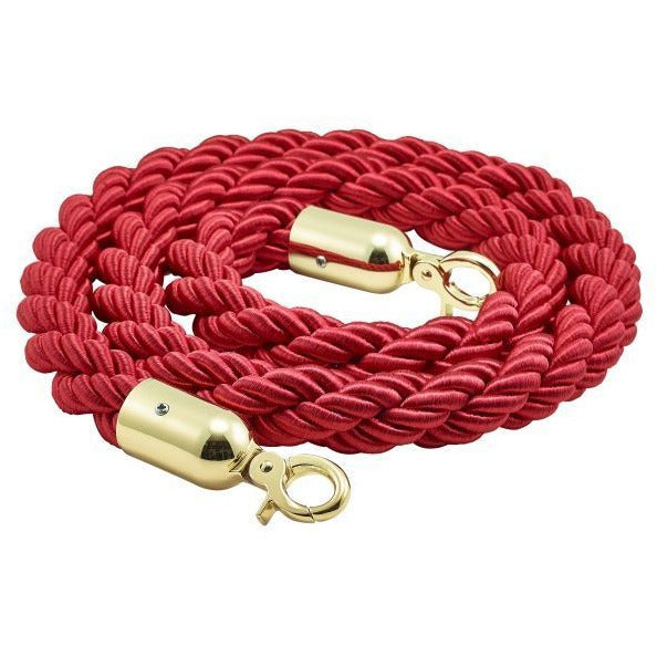 Barrier Rope Red- Brass Plated Ends