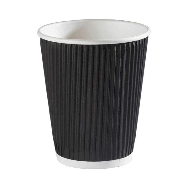 Ripple Cups Black 12oz (Pack 500)