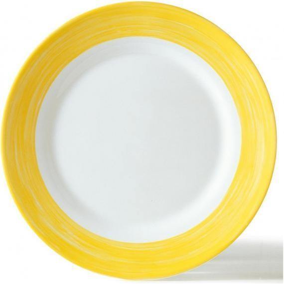Arcoroc Brush Yellow Opal Dinnerware  Dinner Plate(25.4cm)(10") (Box of 36) - Smashing Supplies