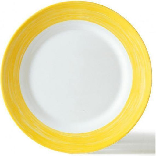 Arcoroc Brush Yellow Opal Dinnerware  Dinner Plate(25.4cm)(10") (Box of 36) - Smashing Supplies