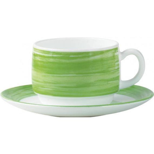 Arcoroc Brush Green Opal Dinnerware  Stacking Cup(19cl)(6.7oz) (Box of 24) - Smashing Supplies
