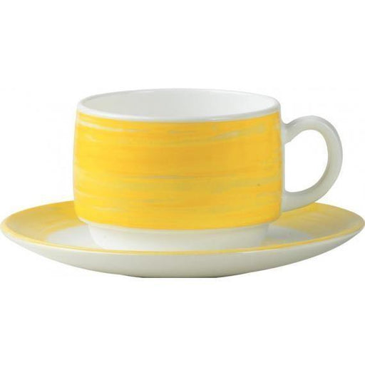Arcoroc Brush Yellow Opal Dinnerware  Stacking Cup(19cl)(6.7oz) (Box of 24) - Smashing Supplies
