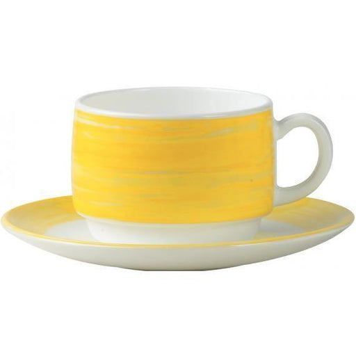Arcoroc Brush Yellow Opal Dinnerware  Saucer(14cm)(5.5") (Box of 24) - Smashing Supplies