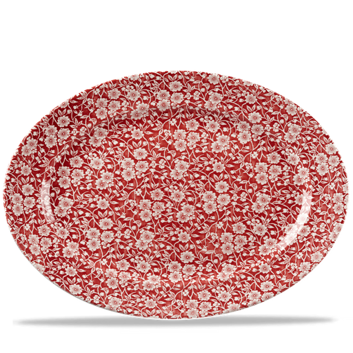 Victorian Calico Cranberry Classic Oval Plate 14.375" Box 6