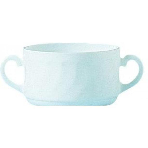 Arcoroc Trianon Opal Dinnerware  Stackable Soup Bowl With Handles(30cl)(10.5oz) (Box of 16) - Smashing Supplies