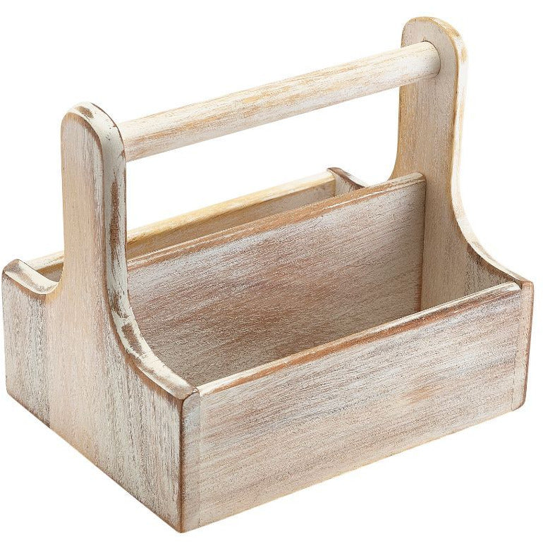Medium White Wooden Table Caddy