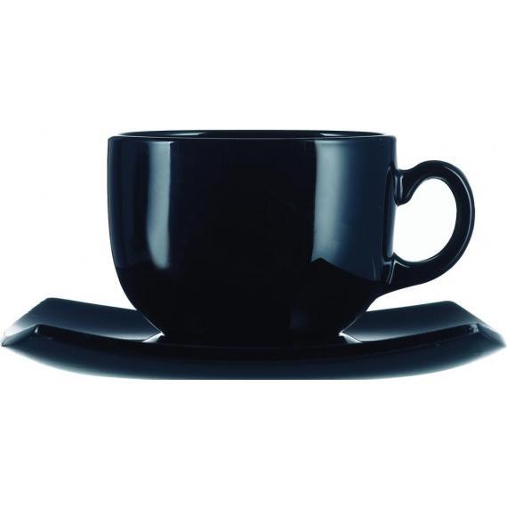 Arcoroc Delice Noir & Blanc Dinnerware Noir Cup & Saucer (12 of Each) (22cl) (7.7oz) (Pack of 24)