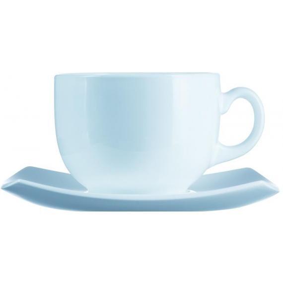 Arcoroc Delice Noir & Blanc Dinnerware Blanc Cup & Saucer (12 of Each) (22cl) (7.7oz) (Pack of 24)