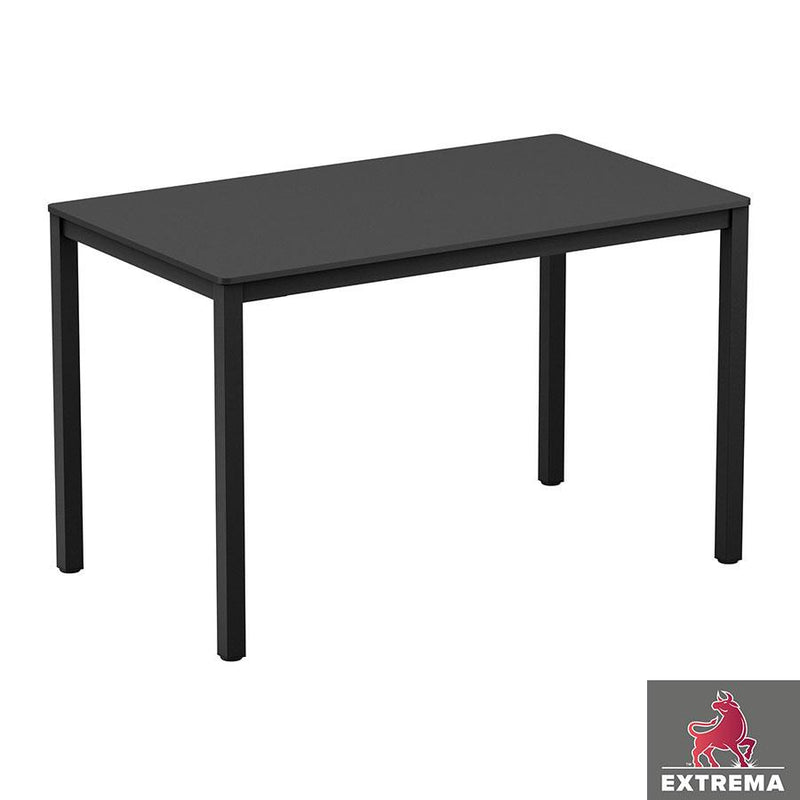 Sturdy four legged table
Very sturdy design table. Base powder coated black for outdoor use, complete with high quality, hard wearing EXTREMA top. May also be used internally if required. Self assembly is required.
