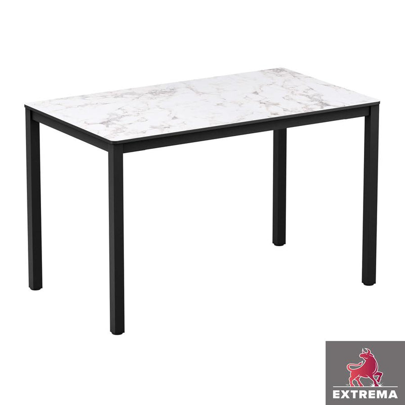 Sturdy four legged table
Very sturdy design table. Base powder coated black for outdoor use, complete with high quality, hard wearing EXTREMA top. May also be used internally if required. Self assembly is required.