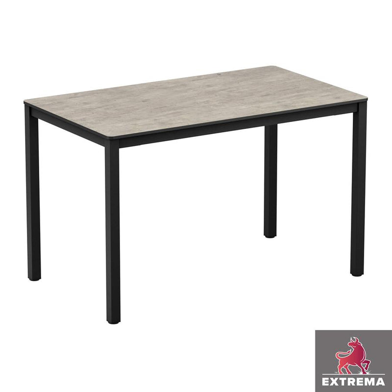 Sturdy four legged table
Very sturdy design table. Base powder coated black for outdoor use, complete with high quality, hard wearing EXTREMA top. May also be used internally if required. Self assembly is required.