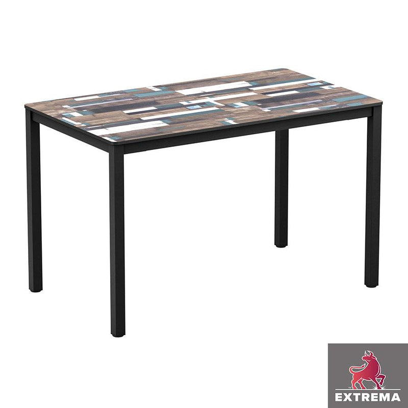 Sturdy four legged table
Very sturdy design table. Base powder coated black for outdoor use, complete with high quality, hard wearing EXTREMA top. May also be used internally if required. Self assembly is required.