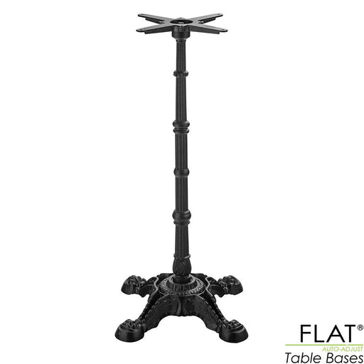 The Auto-Adjust PX23 Bar Height Table Base is made of cast iron. It is ideal for internal environments but can be coated with a protective zinc layer for outdoor settings. Contains PAD technology for stabilising tables and aligning table tops. 