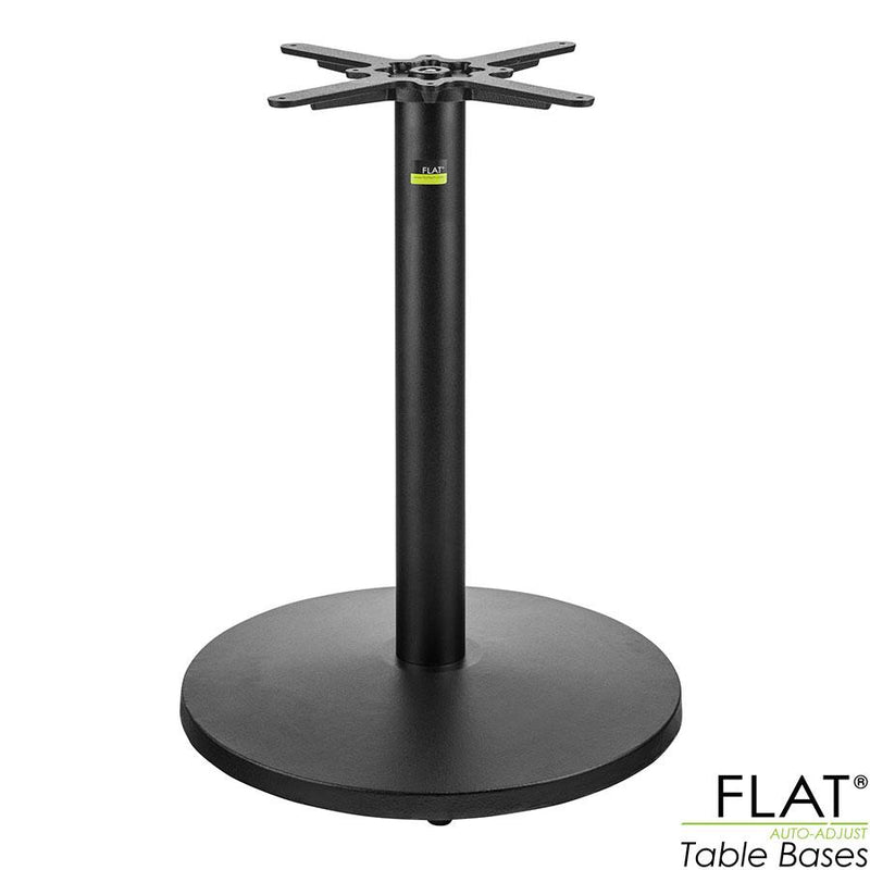 The round cast iron base is perfect for indoor use, however, a zinc coating can also be applied for external use. PAD technology helps to stabilise the table and align the table-top.