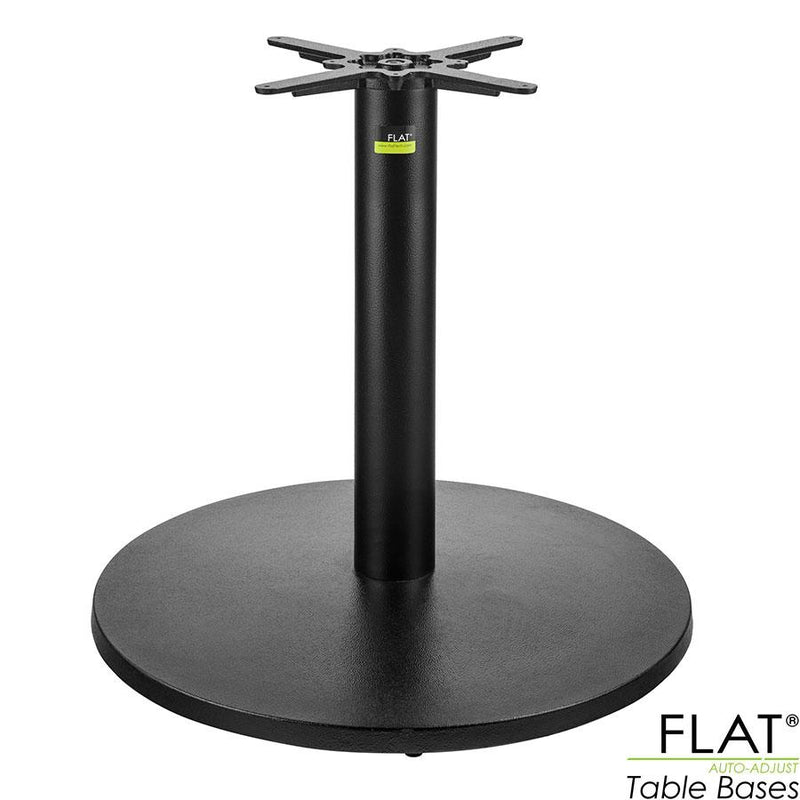 The large, round base is perfect for catering for larger parties. Perfect for indoor use, however, a zinc coating can also be applied for external use. PAD technology helps to stabilise the table and align the table top.