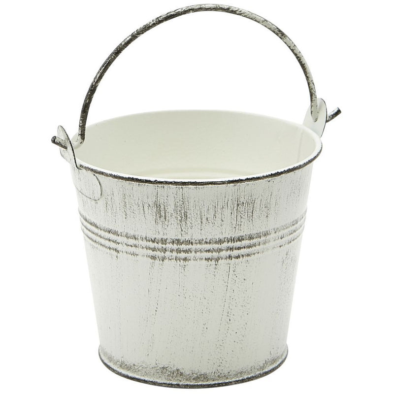 Galvanised Steel Serving Bucket 10cm Dia White Wash