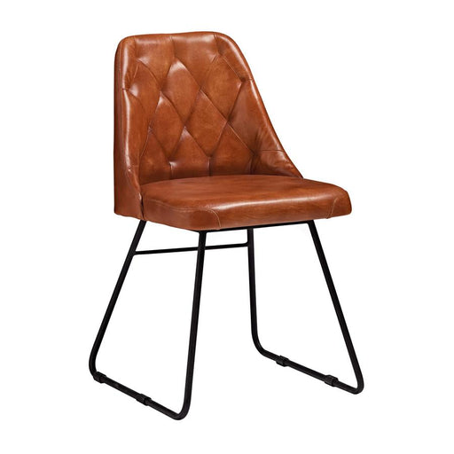 Classic design chair
The HARLAND Collection includes a side chair and bar stool ? manufactured from beautiful Genuine Bruciato Leather in a quilted design with a sled frame in solid metal. 