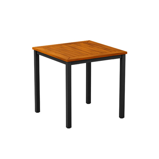 Insignia Robinia wood top and black powder coated metal frame                             Supplied fully assembled