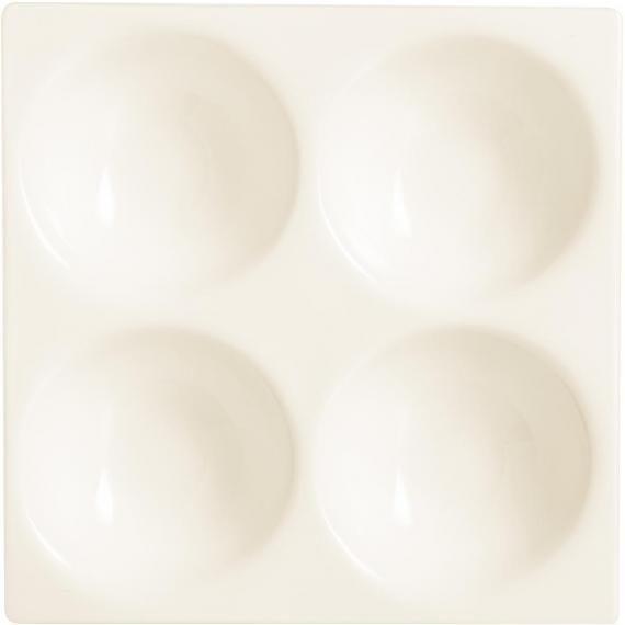 Arcoroc Appertizer Porcelain Dishes Square Four Bowl Tray (148mm) (51/2") (Pack of 24)