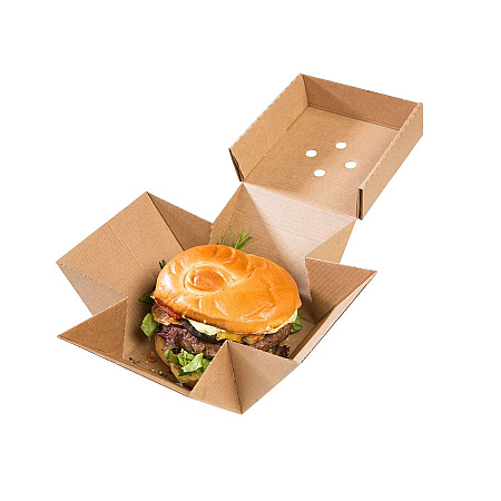 Premium Gourmet Corrugated Single Burger Box (Pack 100)