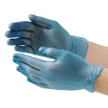 Gloves Food Safe Vinyl Powder & Latex Free Blue Medium (Pack of 100)