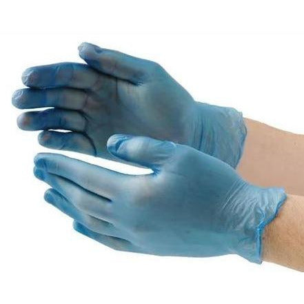 Gloves Food Safe Vinyl Powder & Latex Free Blue Large (Pack of 100)
