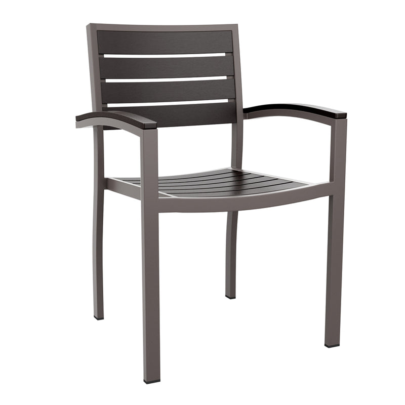 Highest quality dark grey (RAL 7012) aluminium frame with likewood black slats