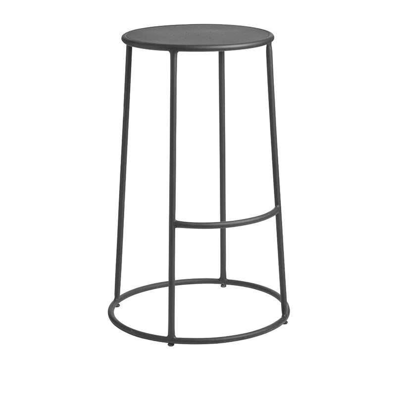 Industrial style bar stool Available in black, red and yellow. Or, clear lacquered for powder coating in a colour of your client's choice