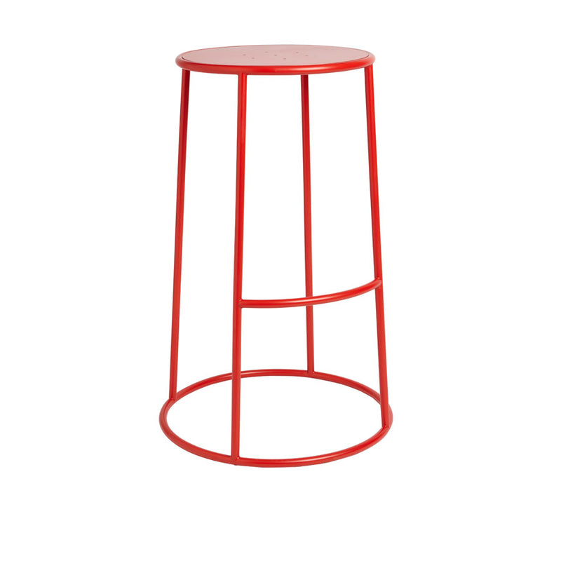 Industrial style bar stool Available in black, red and yellow. Or, clear lacquered for powder coating in a colour of your client's choice