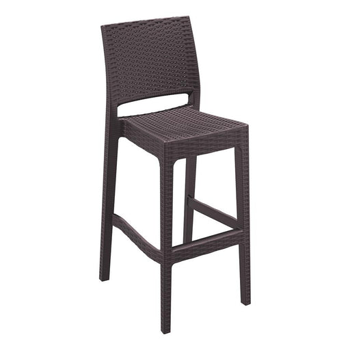 Extremely durable, stackable bar stool
Made of durable weather-resistant resin. Looks like wicker weave but will never unravel, rust or decay. UV protected to ensure colours will not fade. Ideal for outdoor use may also be used indoors if required.