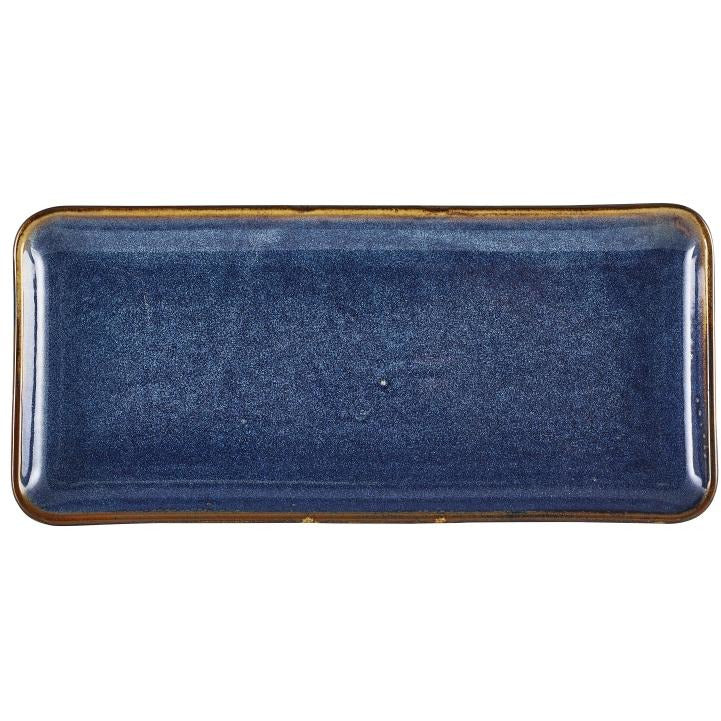 Terra Porcelain Aqua Blue Narrow Rectangular Platter 30 x 14cm
