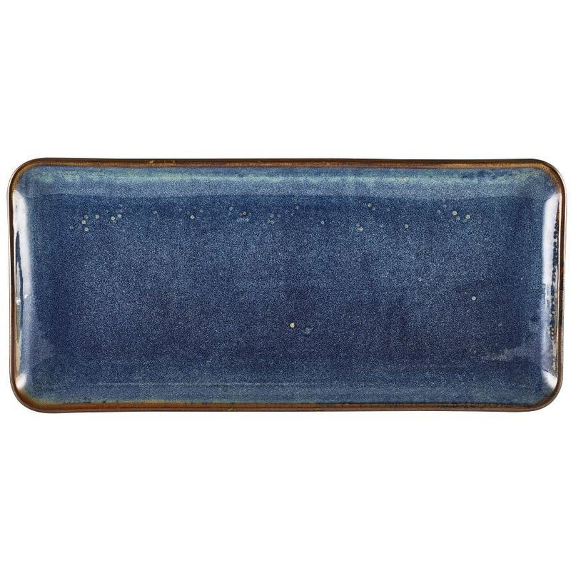 Terra Porcelain Aqua Blue Narrow Rectangular Platter 36 x 16.5cm