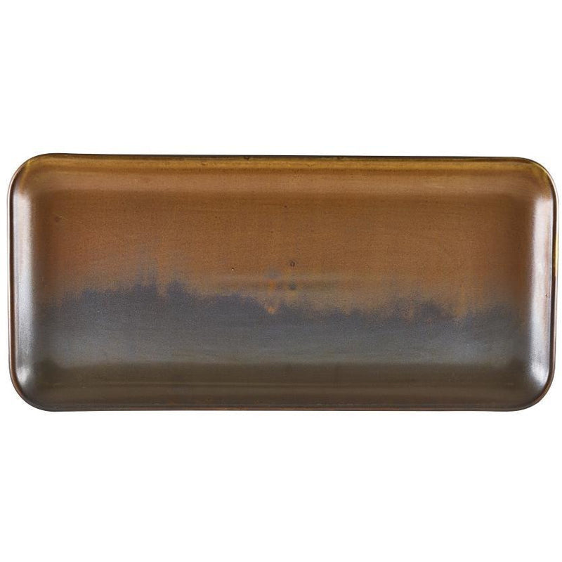 Terra Porcelain Rustic Copper Narrow Rectangular Platter 36 x 16.5cm