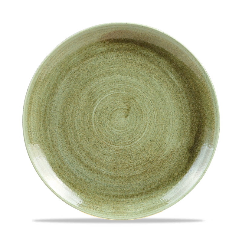 Stonecast Patina Burnished Green Evolve Coupe Plate 10.25" Box 12