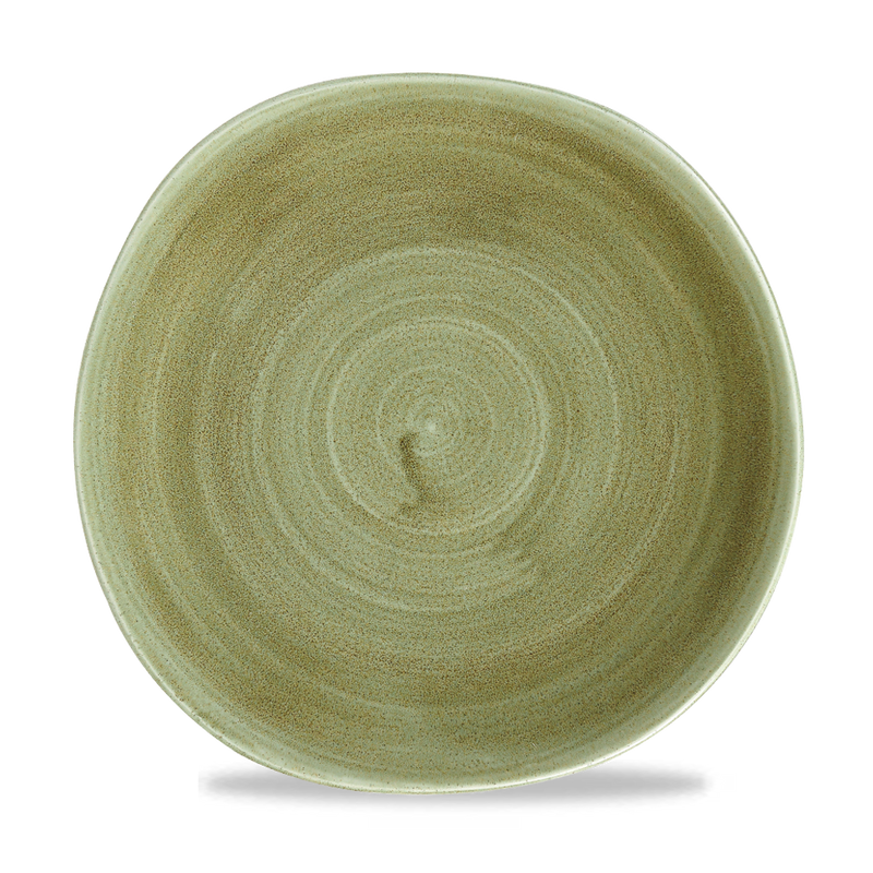 Stonecast Patina Burnished Green Round Trace Plate 10 3/8" Box 12