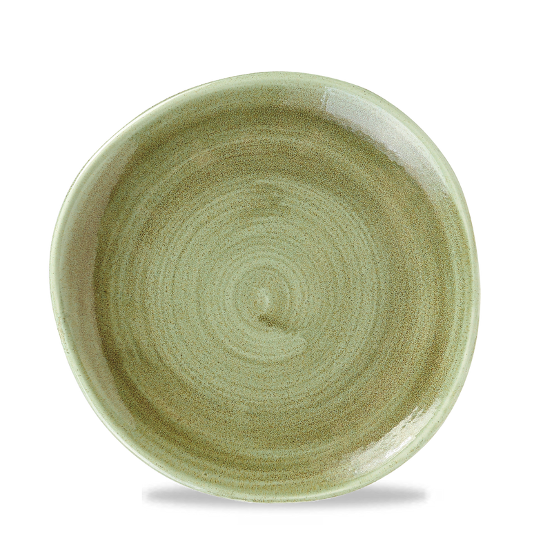 Stonecast Patina Burnished Green Round Trace Plate 8 1/4" Box 12