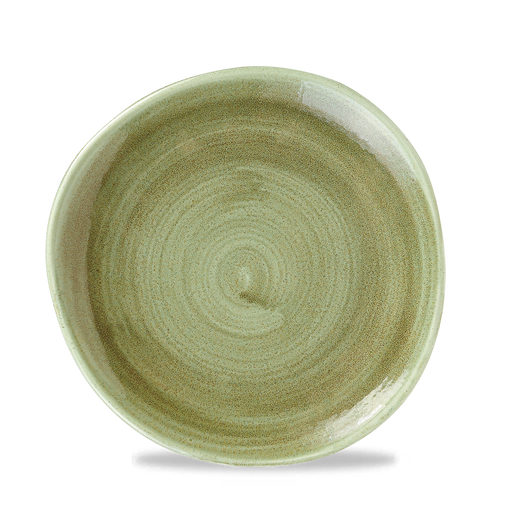 Stonecast Patina Burnished Green Round Trace Plate 8 1/4" Box 12