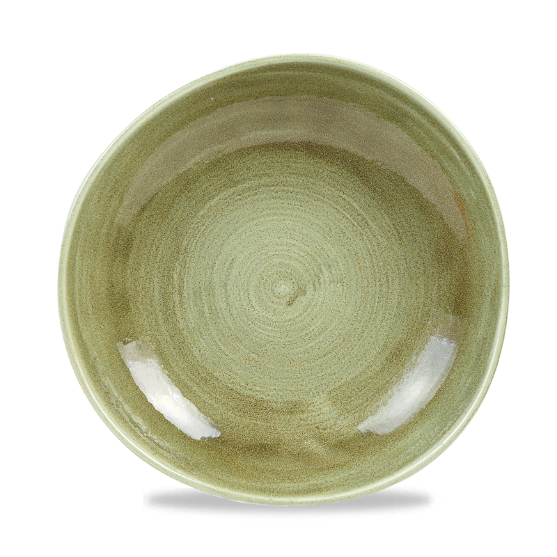 Stonecast Patina Burnished Green Round Trace Bowl 9 7/8"  Box 12