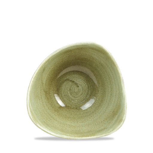 Stonecast Patina Burnished Green Triangular Bowl 6" Box 12