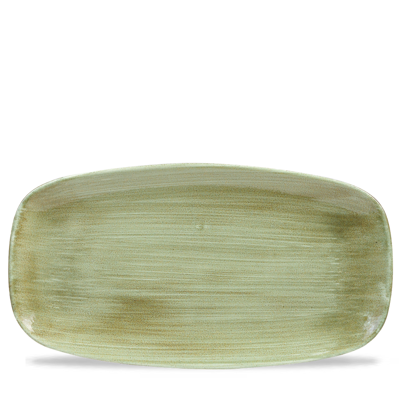 Stonecast Patina Burnished Green  Chefs Oblong Plate 13 7/8X7 3/8" Box 6