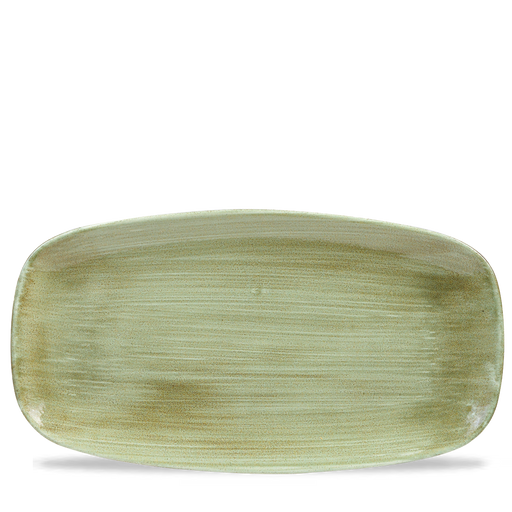 Stonecast Patina Burnished Green  Chefs Oblong Plate 13 7/8X7 3/8" Box 6