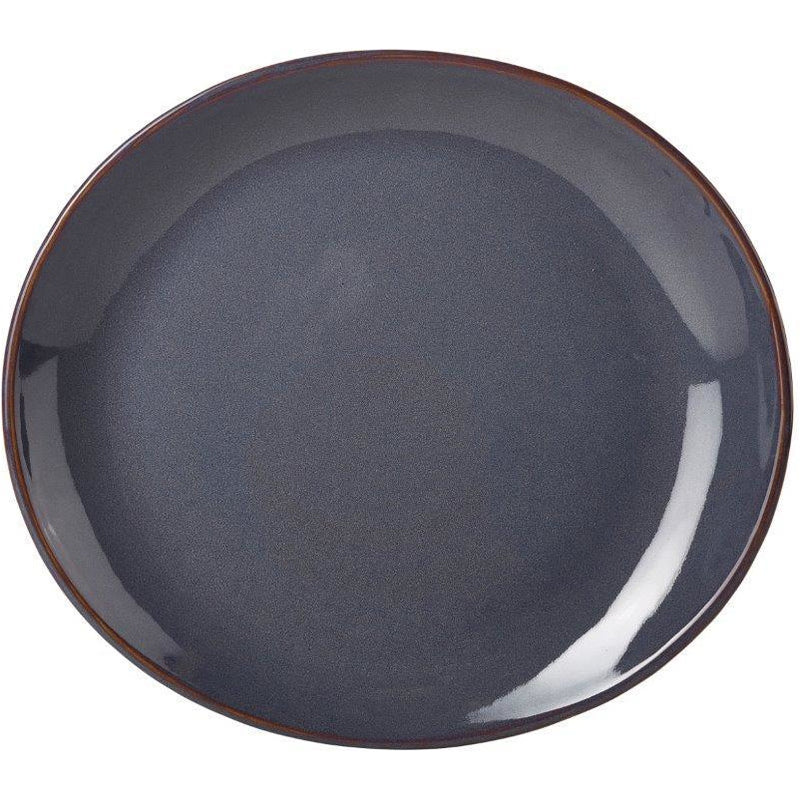 Terra Stoneware Rustic Blue Oval Plate 21x19cm