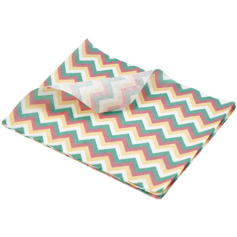 Greaseproof Paper Multicoloured Chevron Print 25 x 20cm