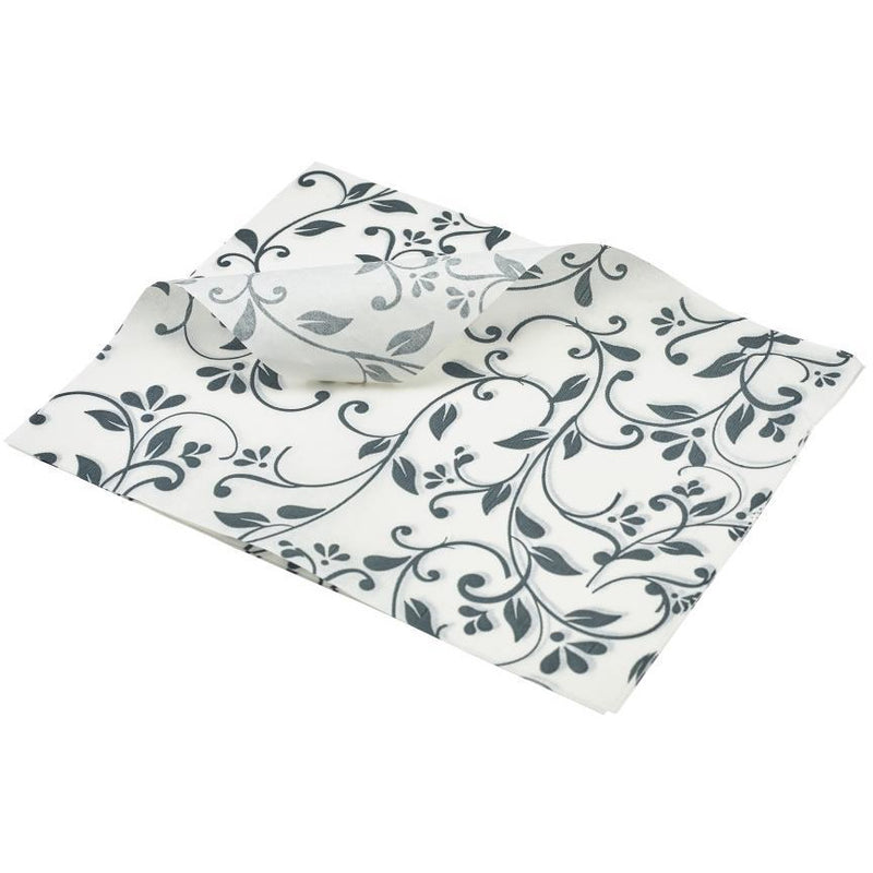 Greaseproof Paper Grey Floral Print 25 x 20cm