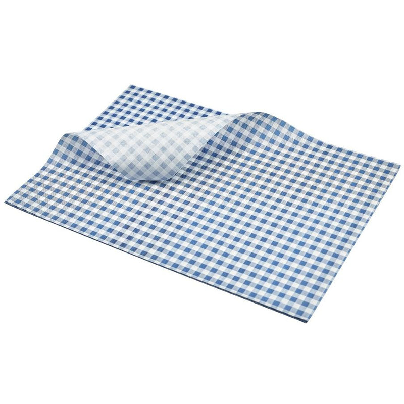 Greaseproof Paper Blue Gingham Print 35 x 25cm