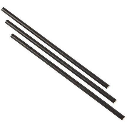 5.5" (140mm) Black Biodegradable Paper Cocktail/Sip Straws (Pack 250)