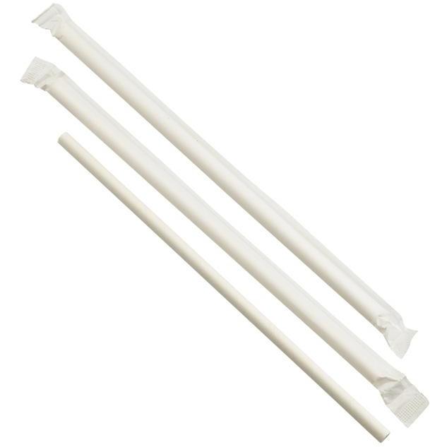 8" (200mm) Individually Wrapped Compostable Paper Straws (Pack of 250)