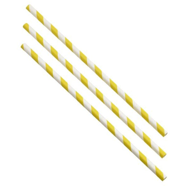 Paper Straws Yellow and White Stripes 20cm (500pcs)