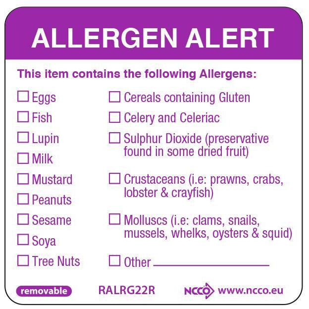 50X50mm Removable Allergen Label (500)