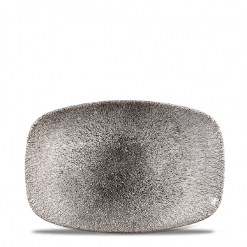 Raku Quartz Black  Chefs Oblong Plate 9.35"X6.2" Box 12